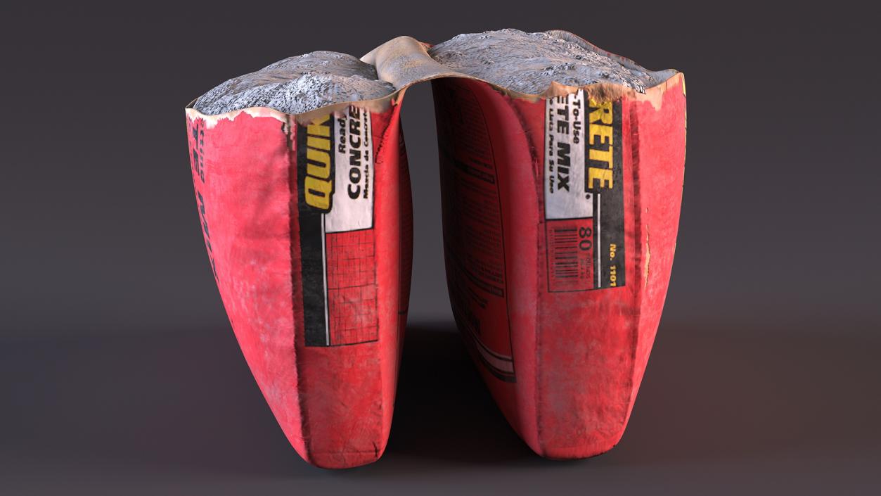 Torn Package Cement 50 Lb Red 3D model