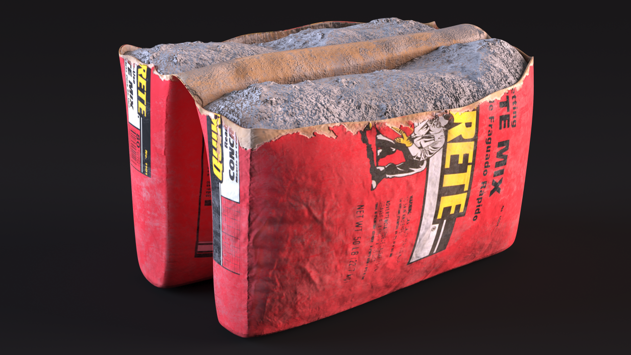 Torn Package Cement 50 Lb Red 3D model