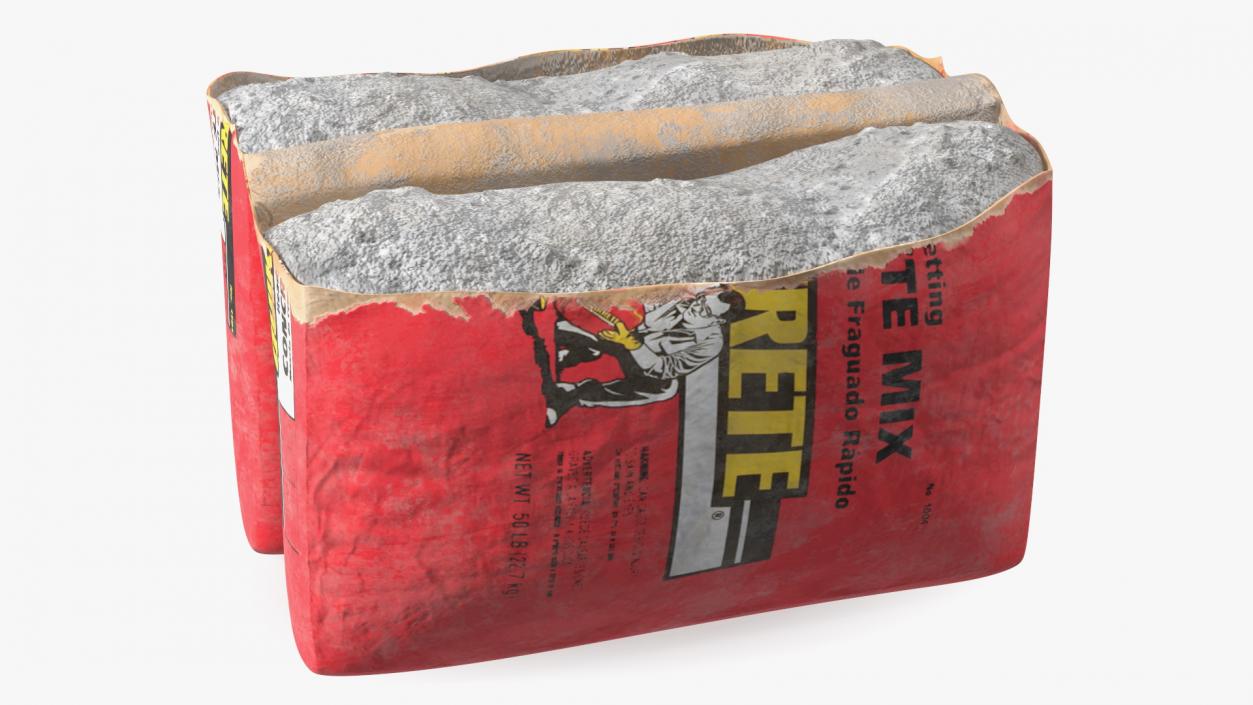 Torn Package Cement 50 Lb Red 3D model