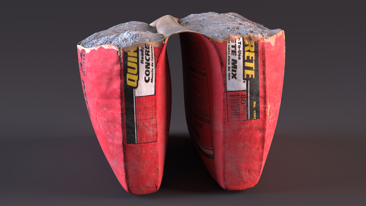 Torn Package Cement 50 Lb Red 3D model