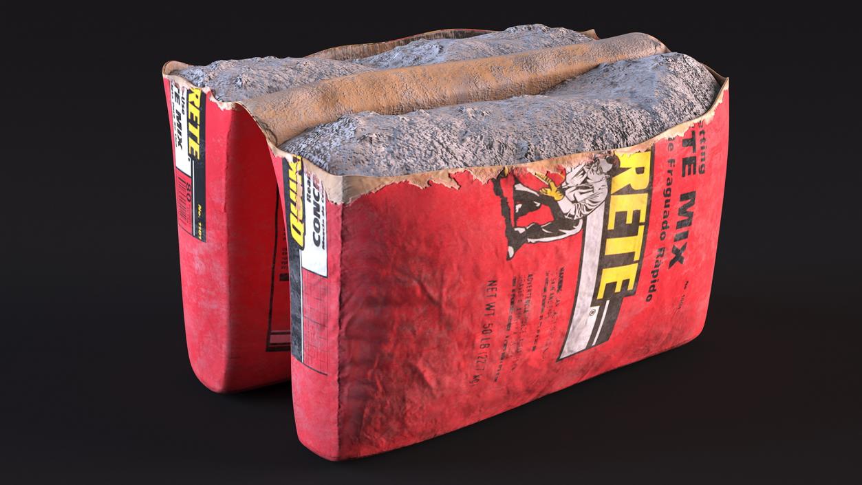 Torn Package Cement 50 Lb Red 3D model