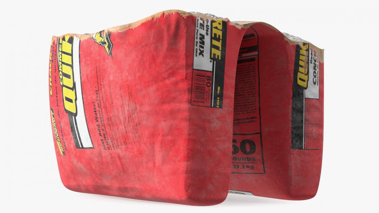 Torn Package Cement 50 Lb Red 3D model