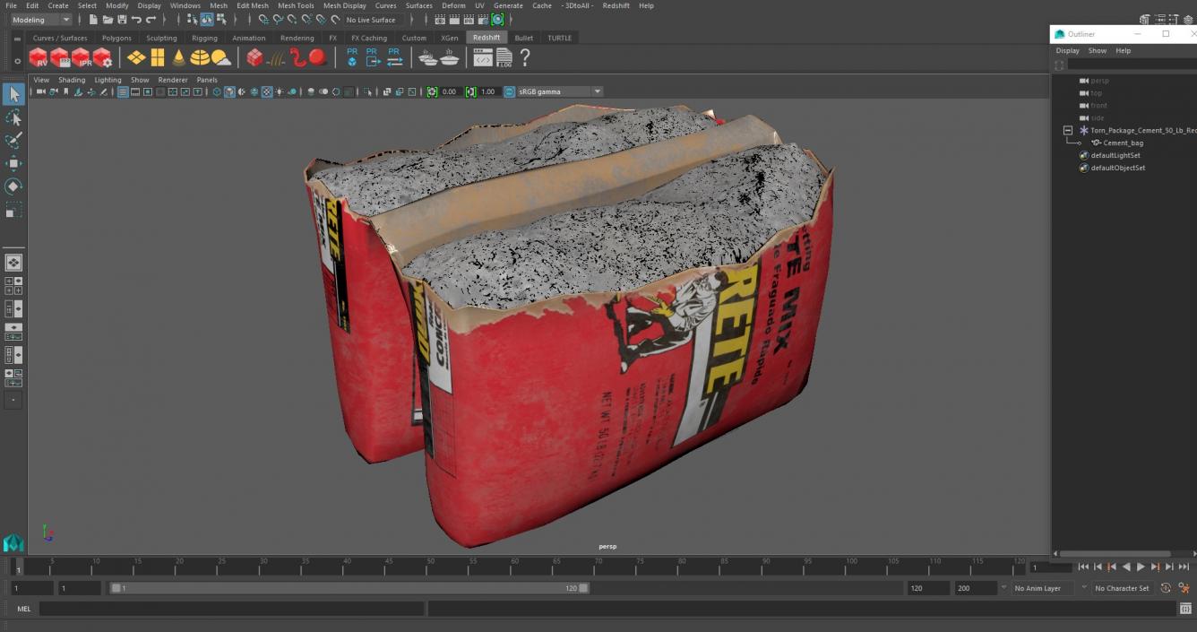 Torn Package Cement 50 Lb Red 3D model