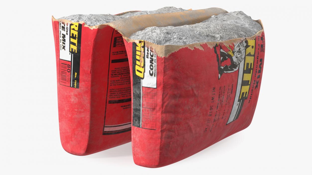 Torn Package Cement 50 Lb Red 3D model