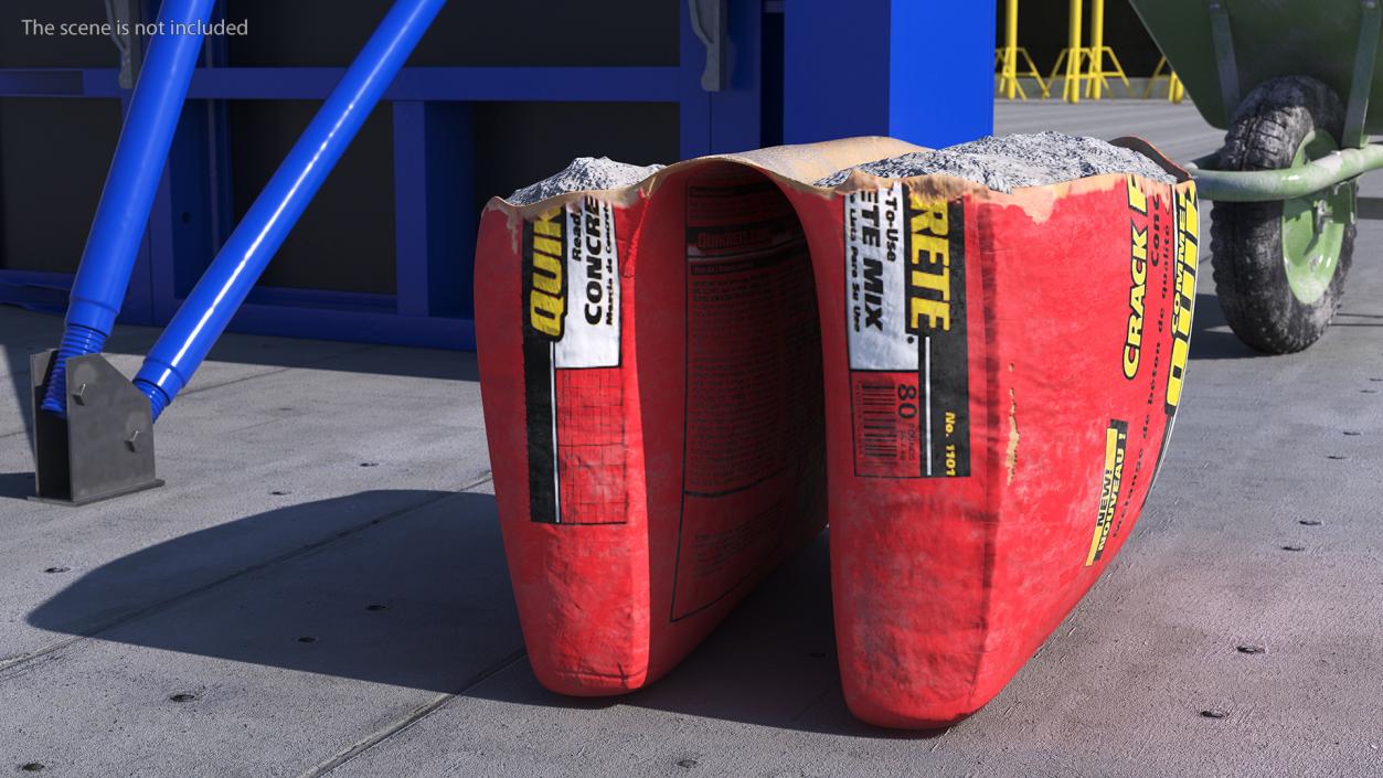 Torn Package Cement 50 Lb Red 3D model