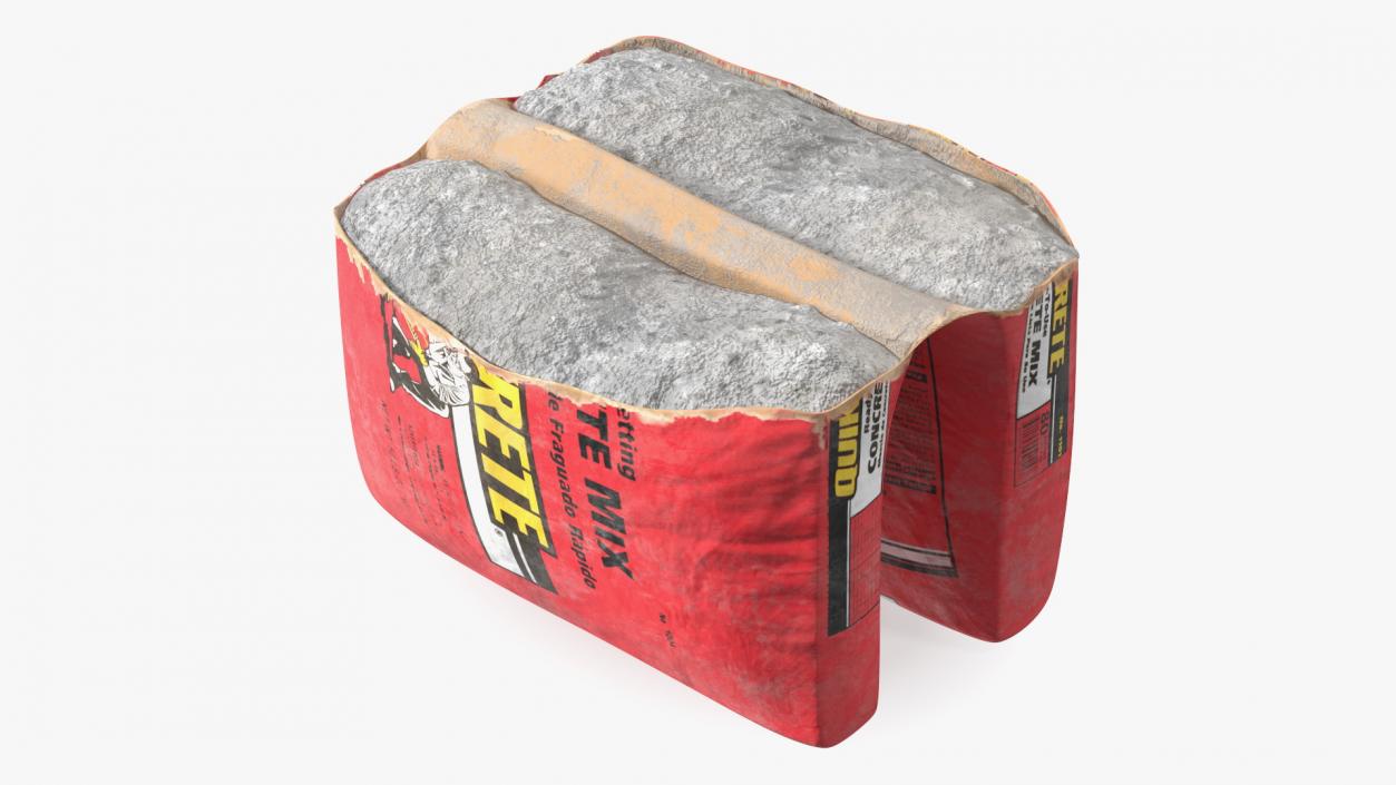 Torn Package Cement 50 Lb Red 3D model