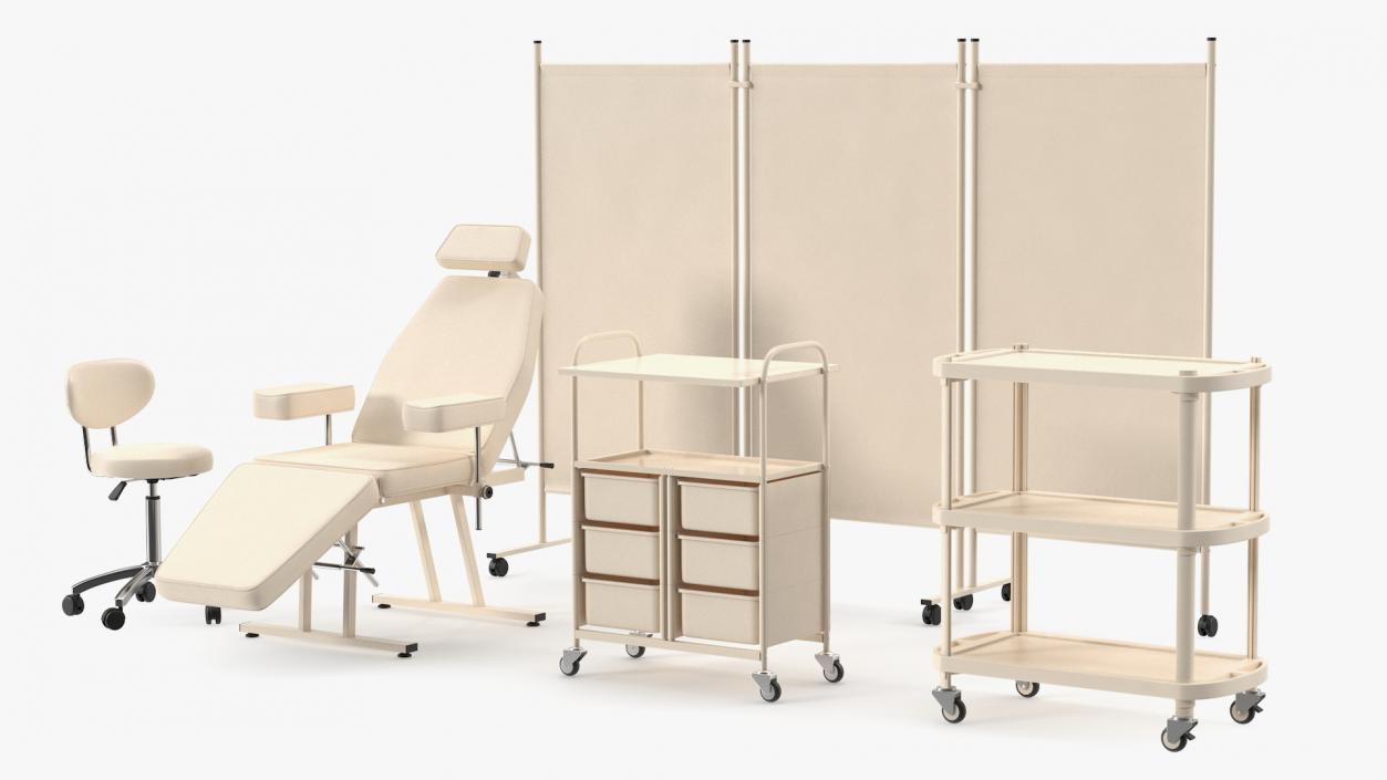 Doctors Office Furniture Set Beige 3D model