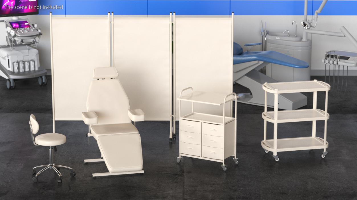 Doctors Office Furniture Set Beige 3D model