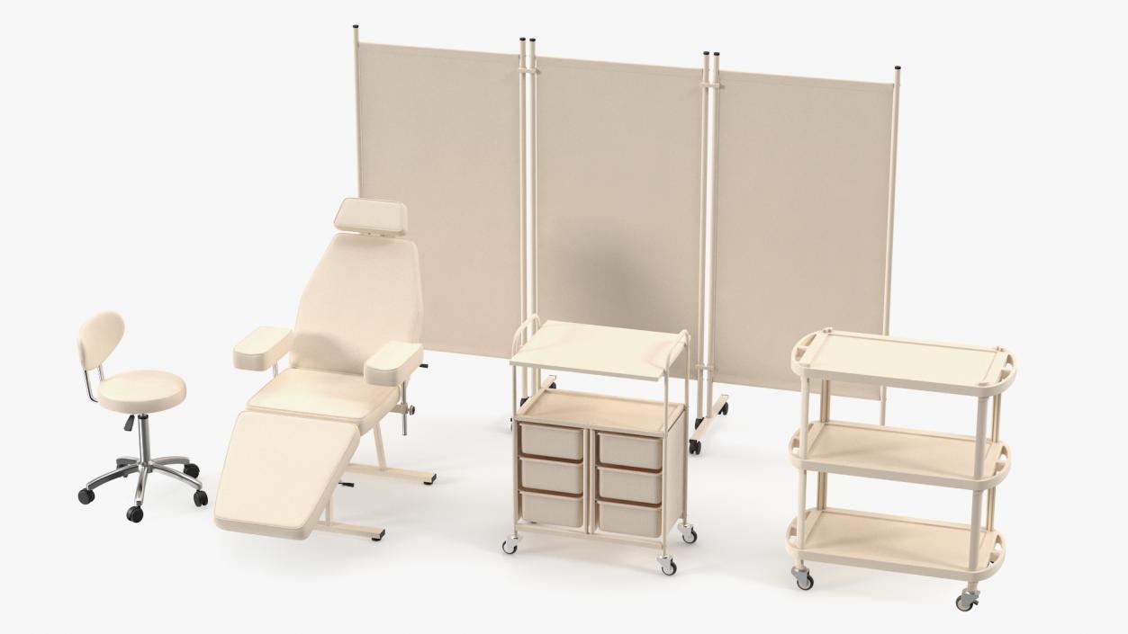 Doctors Office Furniture Set Beige 3D model