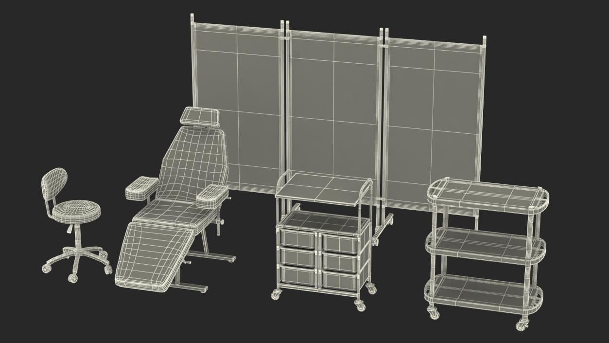 Doctors Office Furniture Set Beige 3D model