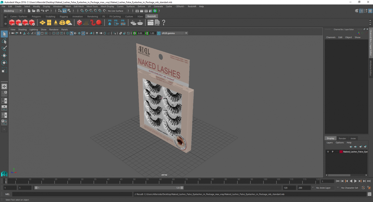 Naked Lashes False Eyelashes in Package 3D model