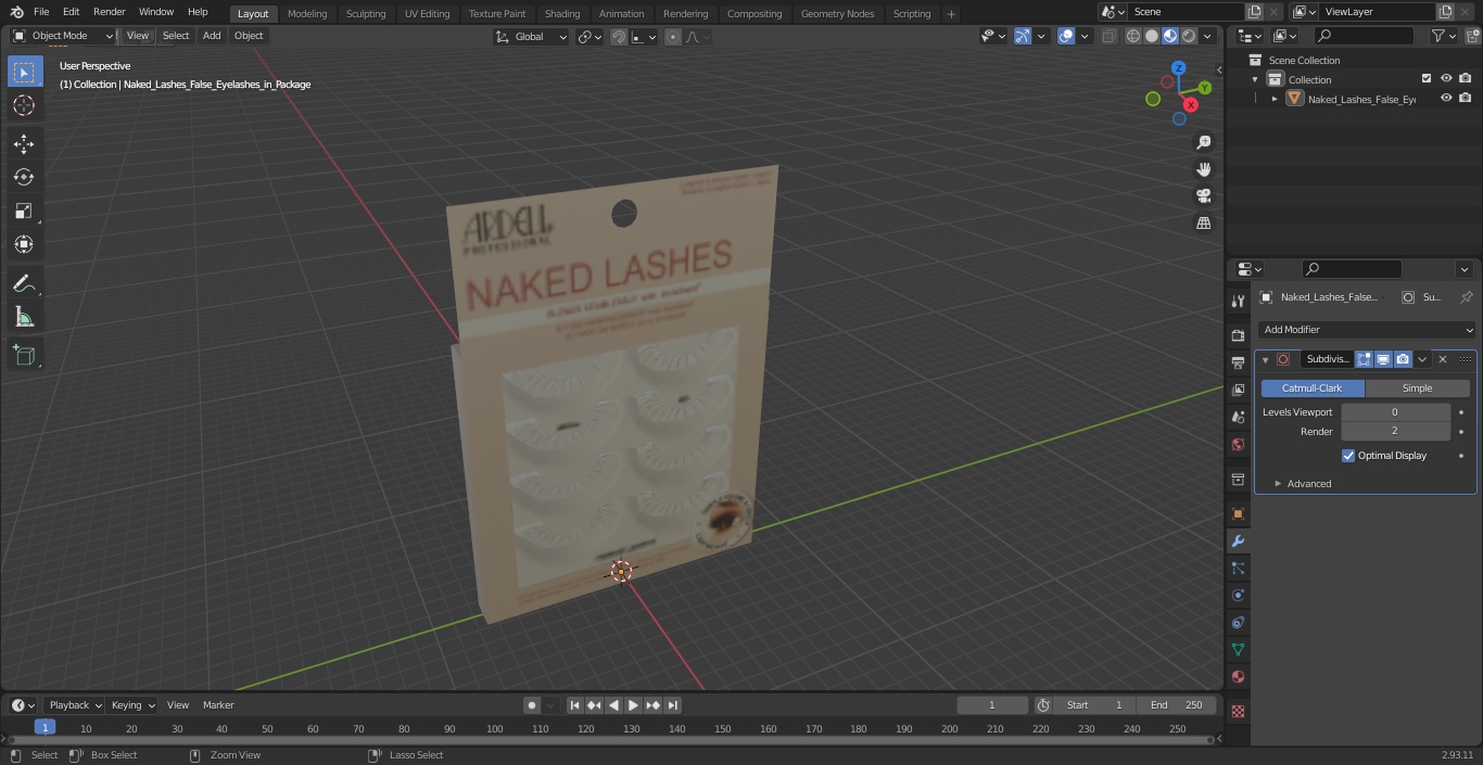 Naked Lashes False Eyelashes in Package 3D model