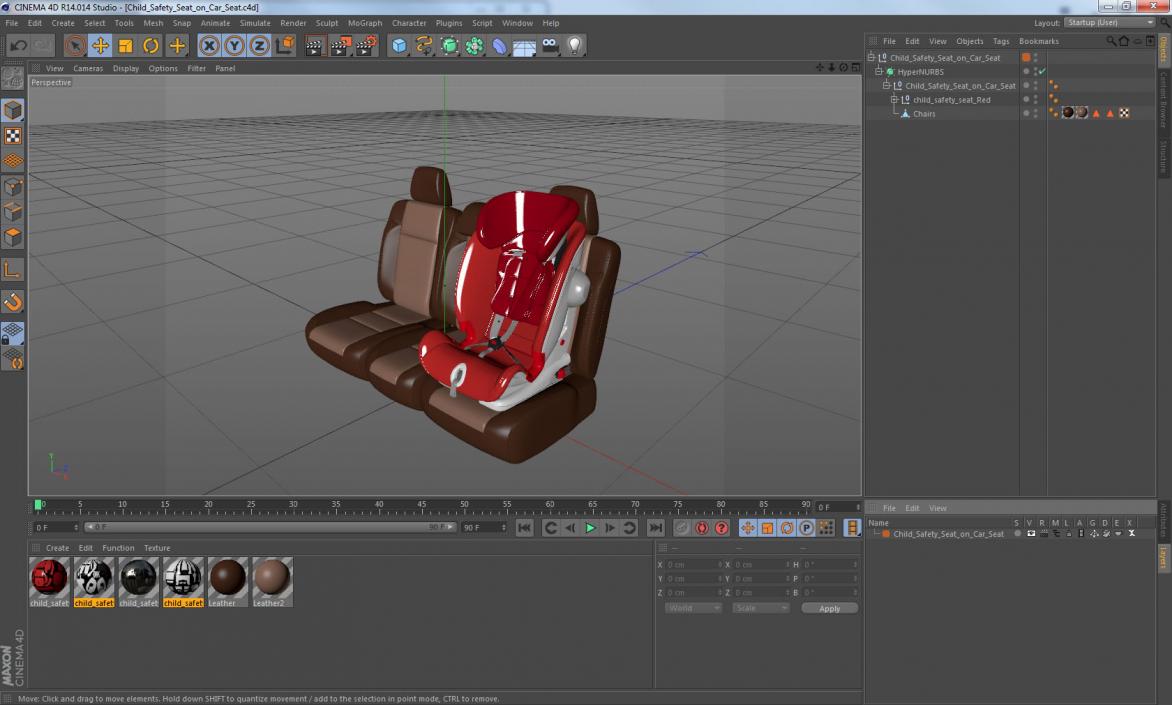 Child Safety Seat on Car Seat 3D model