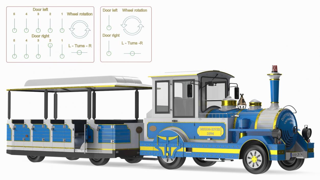 3D Tourist Train Dotto Muson River Rigged model