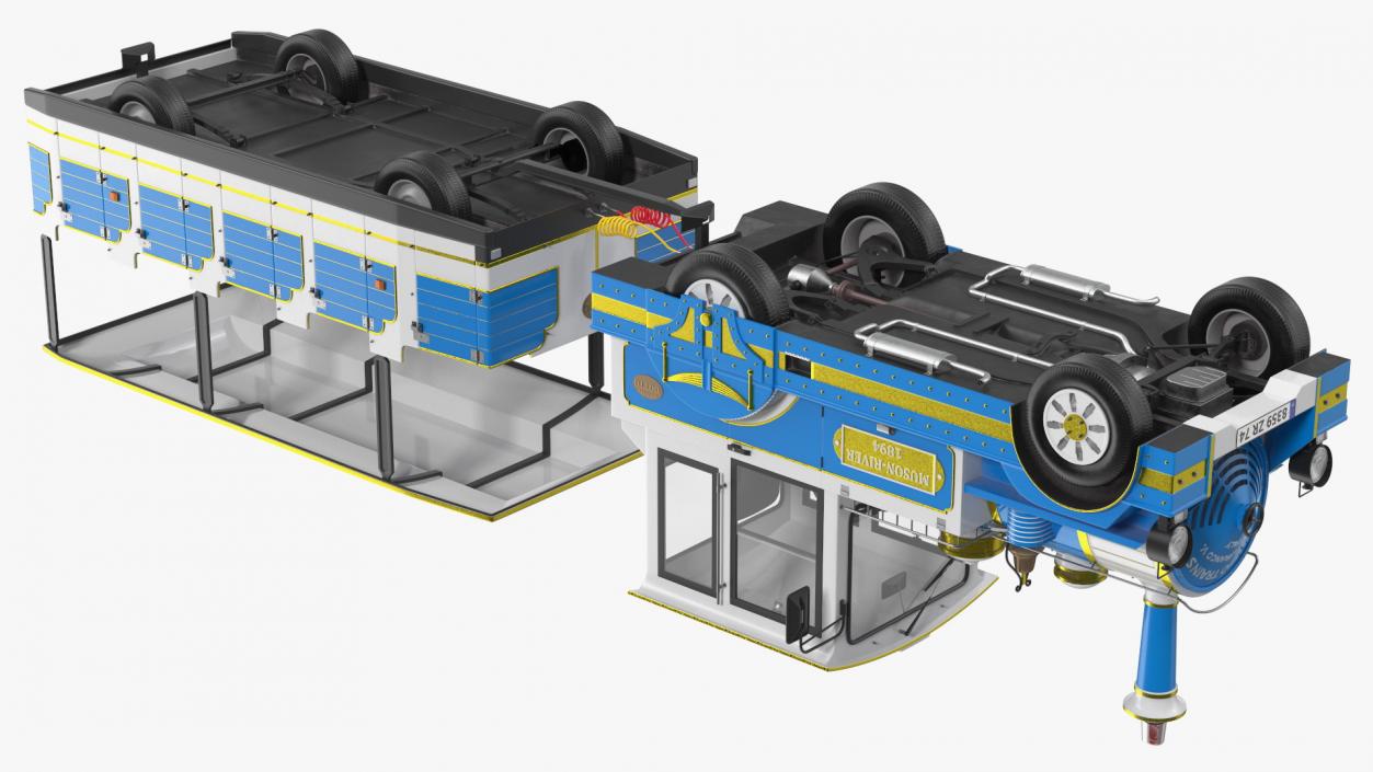 3D Tourist Train Dotto Muson River Rigged model