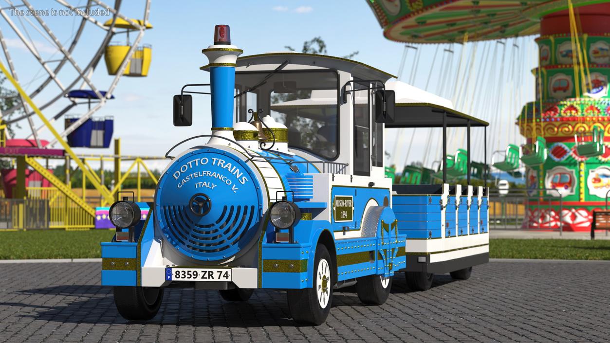 3D Tourist Train Dotto Muson River Rigged model