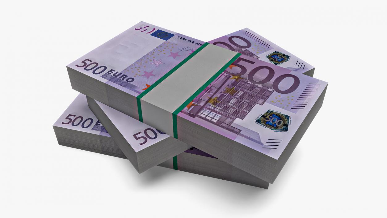 3D model EU Currency 500 Euro Banknotes Pack