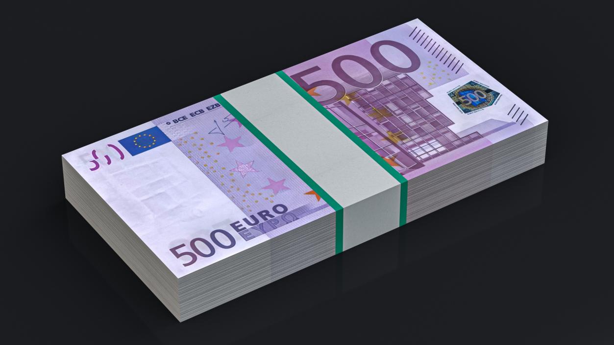 3D model EU Currency 500 Euro Banknotes Pack