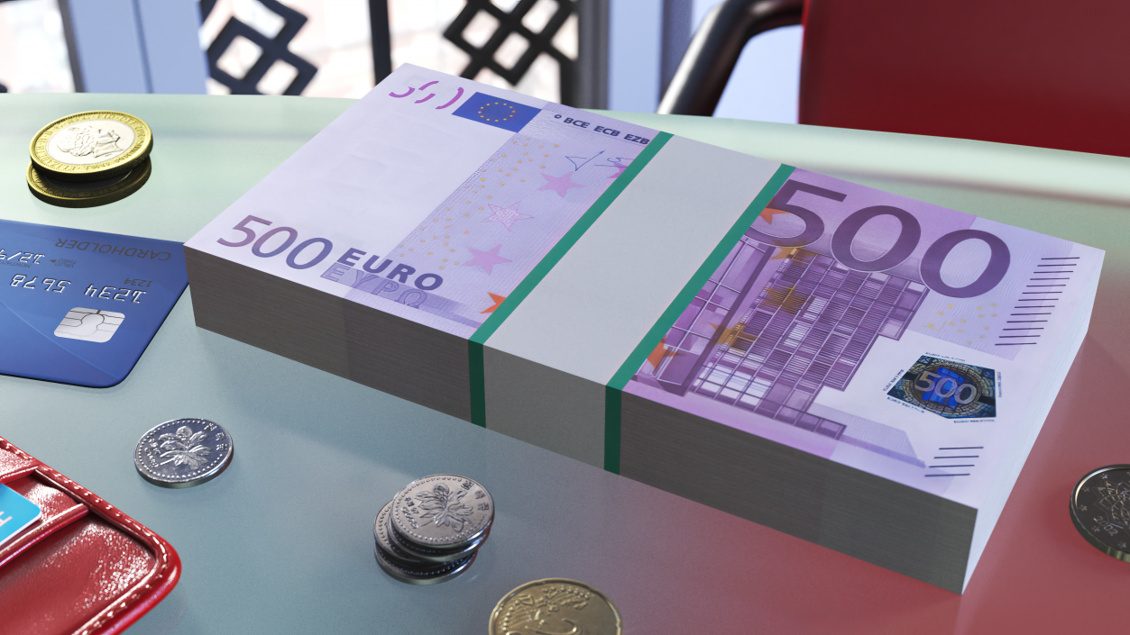 3D model EU Currency 500 Euro Banknotes Pack