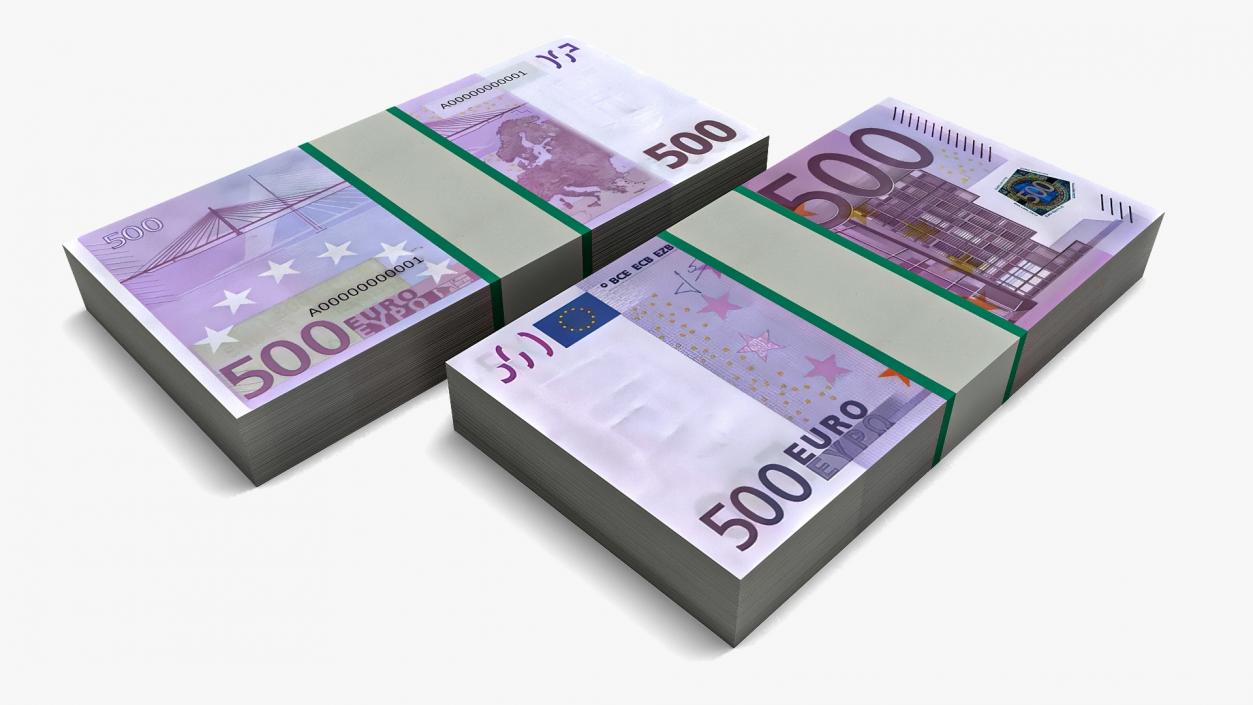 3D model EU Currency 500 Euro Banknotes Pack