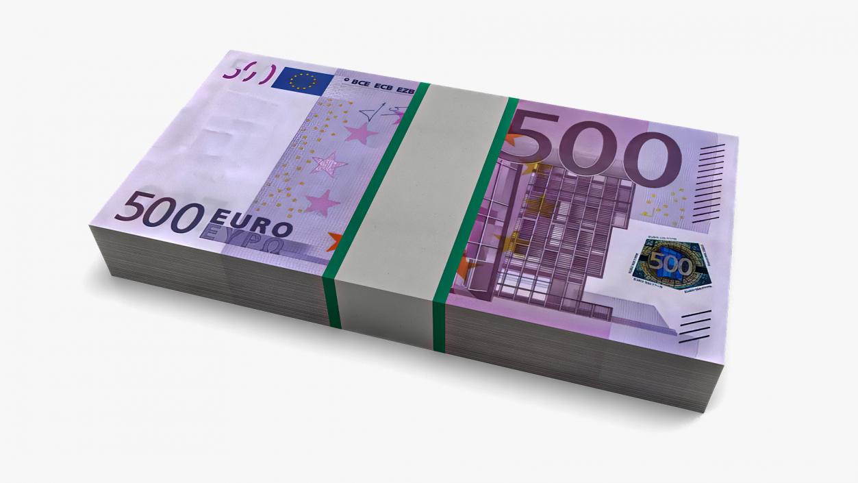 3D model EU Currency 500 Euro Banknotes Pack