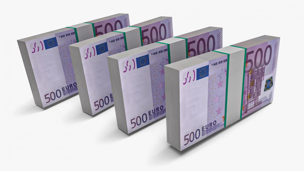 3D model EU Currency 500 Euro Banknotes Pack