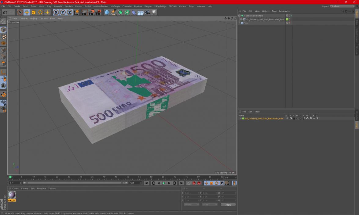 3D model EU Currency 500 Euro Banknotes Pack