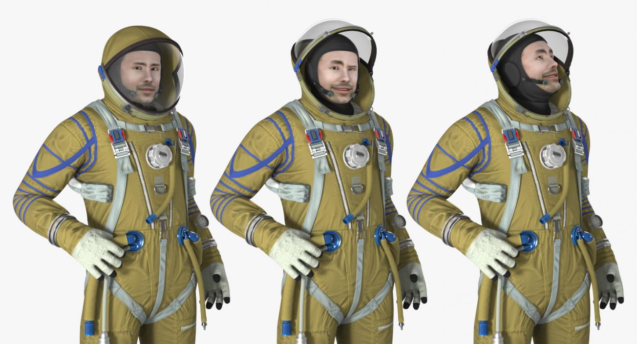 Astronaut Wearing Space Suit Strizh Rigged 3D