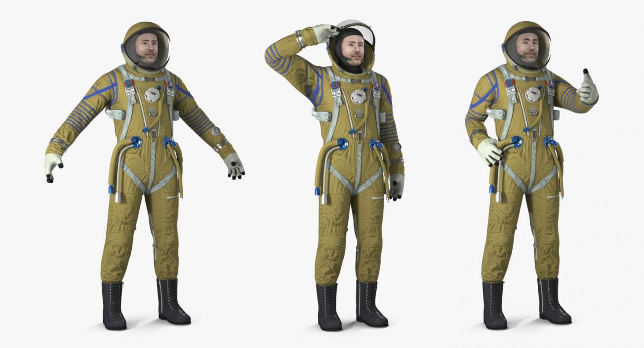 Astronaut Wearing Space Suit Strizh Rigged 3D