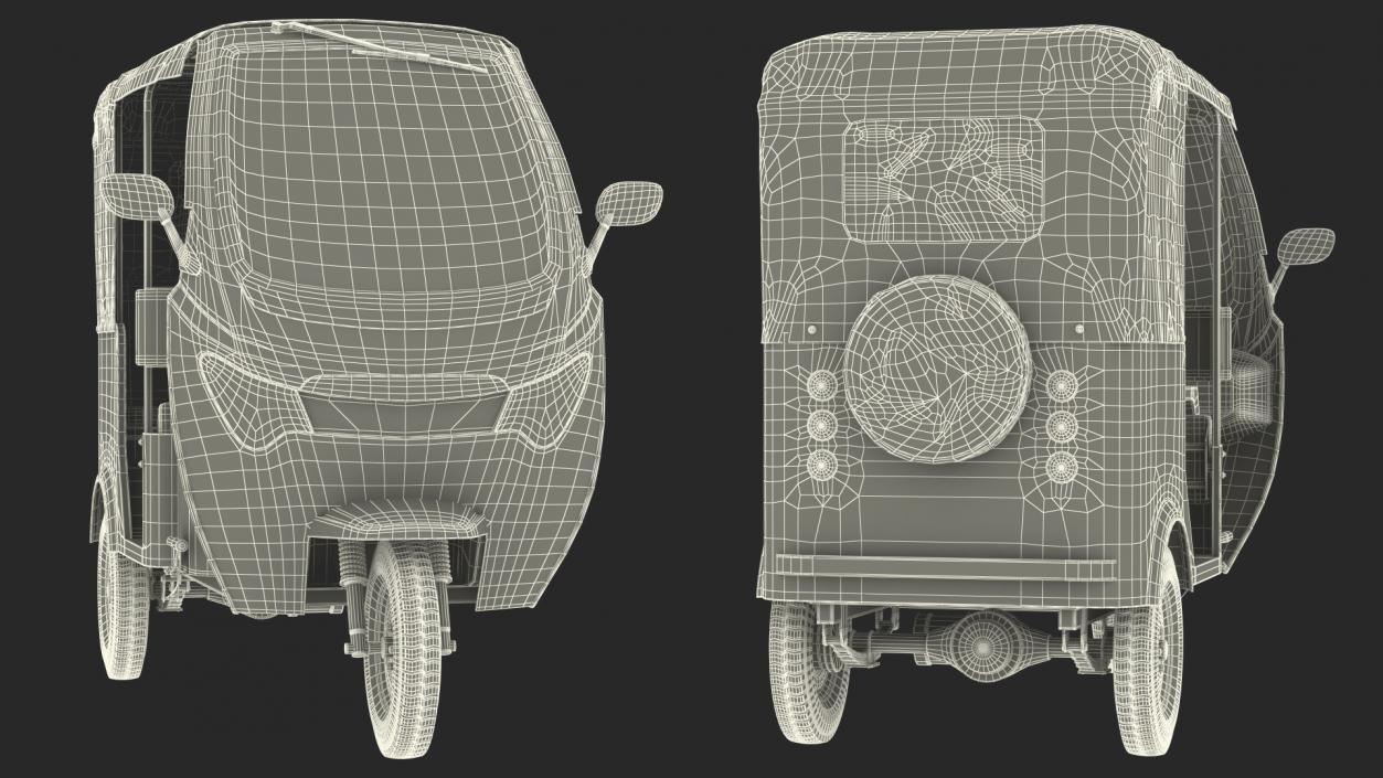 3D Electric Passenger Tricycle Rickshaw Rigged model