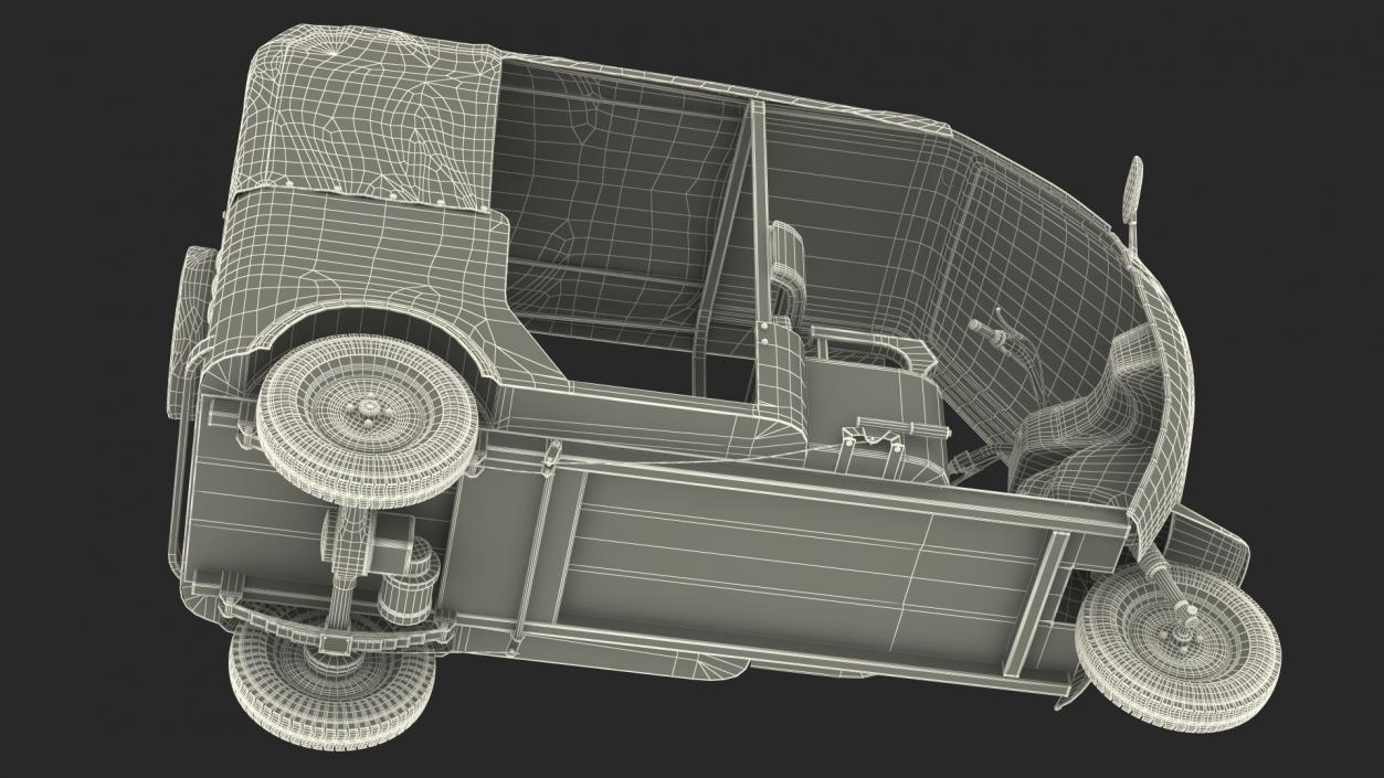 3D Electric Passenger Tricycle Rickshaw Rigged model