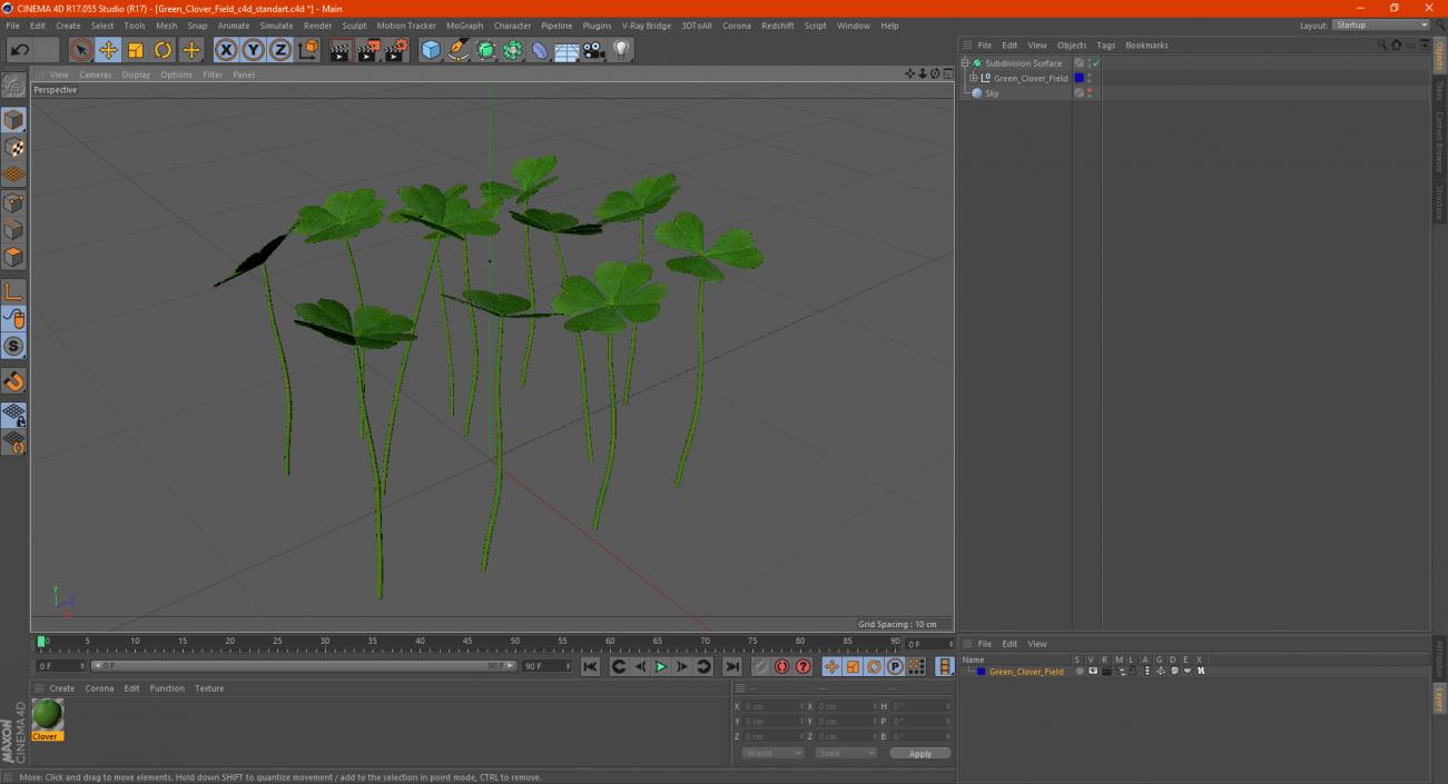 3D Green Clover Field model