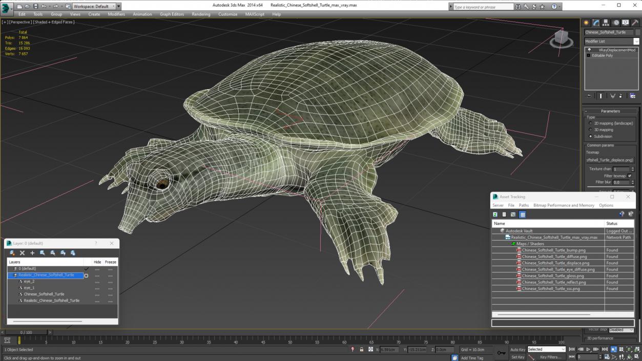 Realistic Chinese Softshell Turtle 3D model