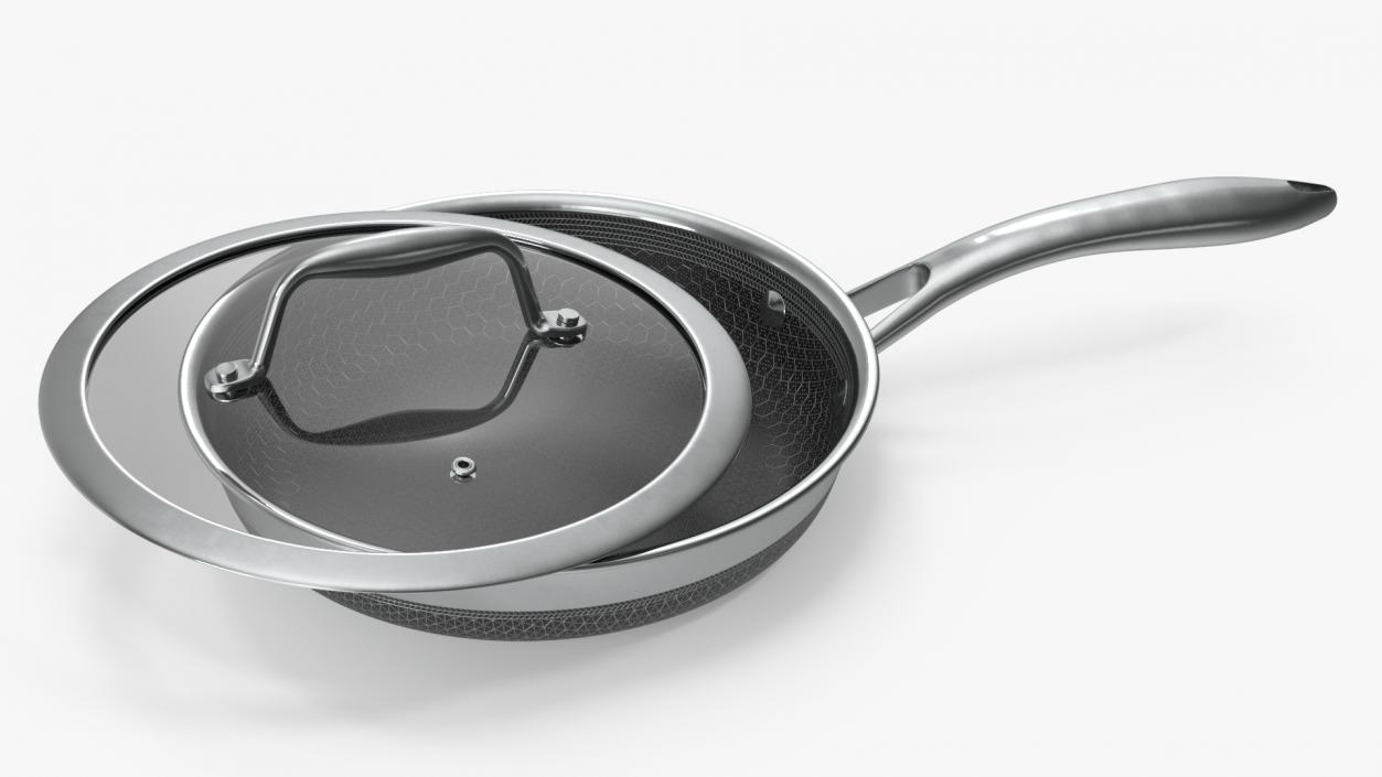 3D HexClad Hybrid Nonstick Pan with Lid 8-inch model