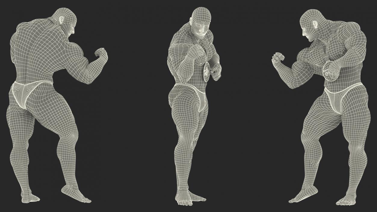 3D Bodybuilder Fitness Man Flexing Pose