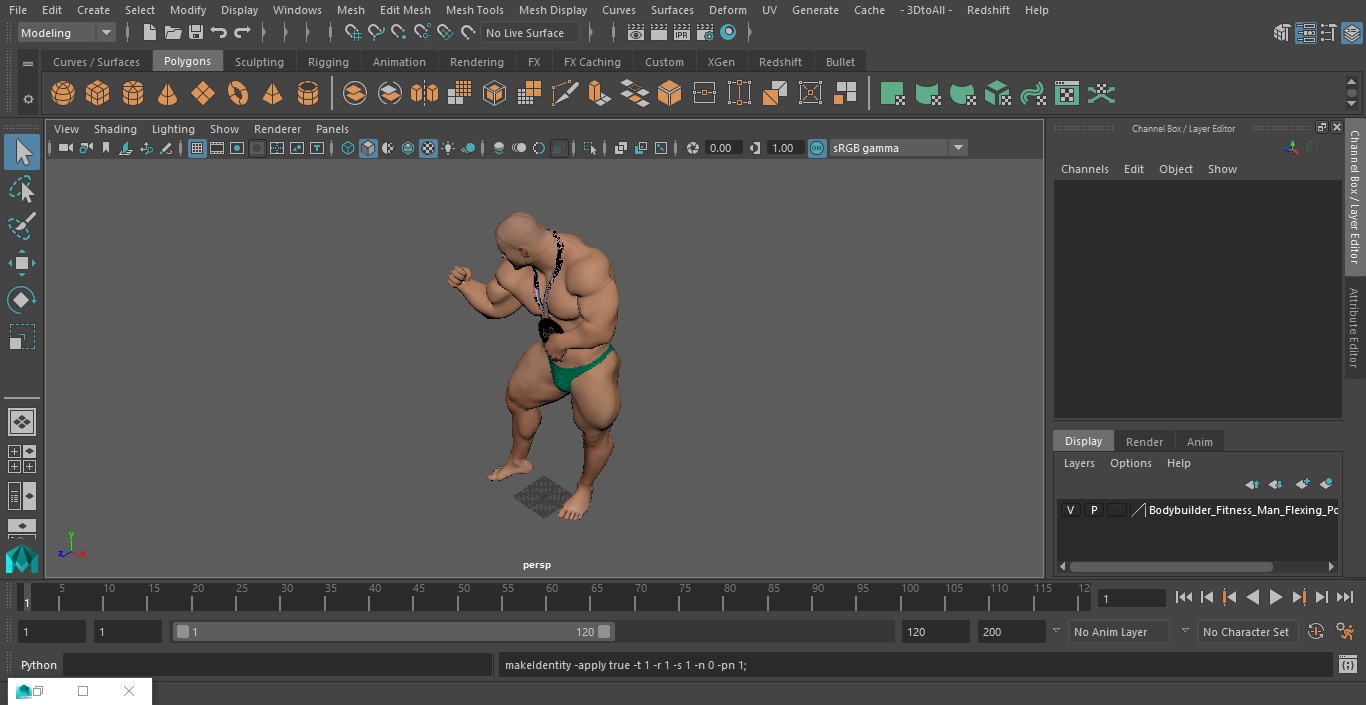 3D Bodybuilder Fitness Man Flexing Pose