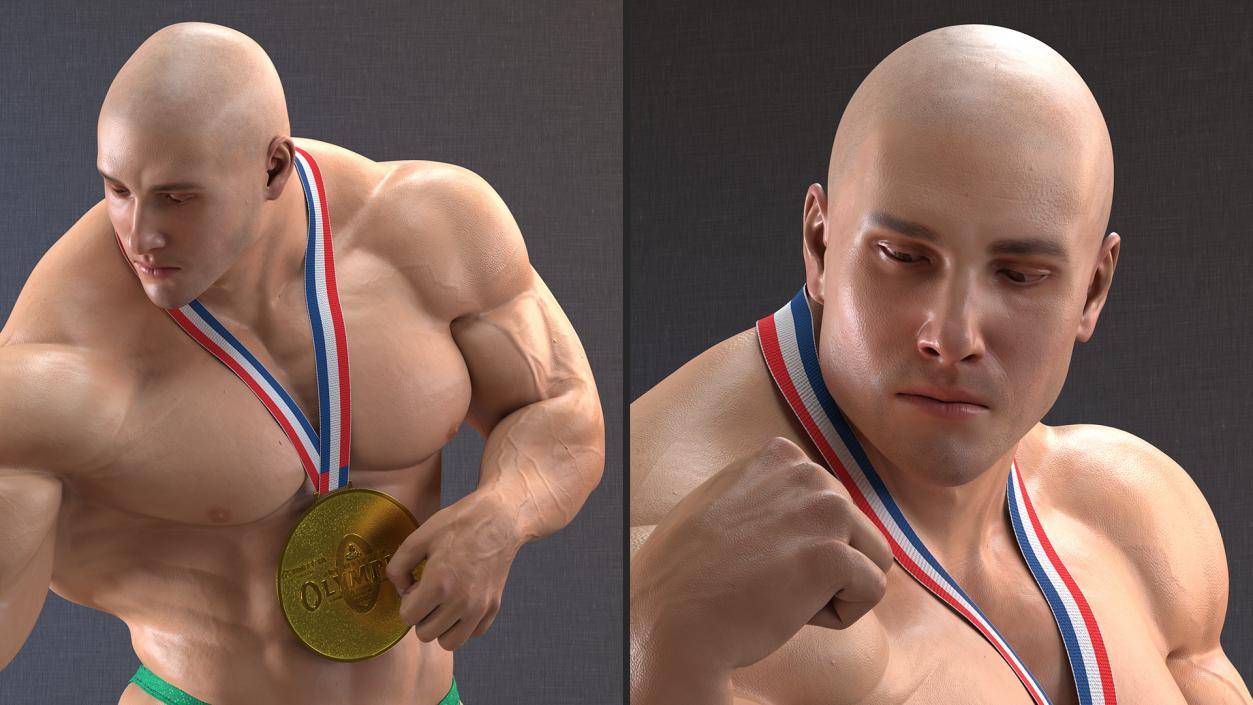 3D Bodybuilder Fitness Man Flexing Pose