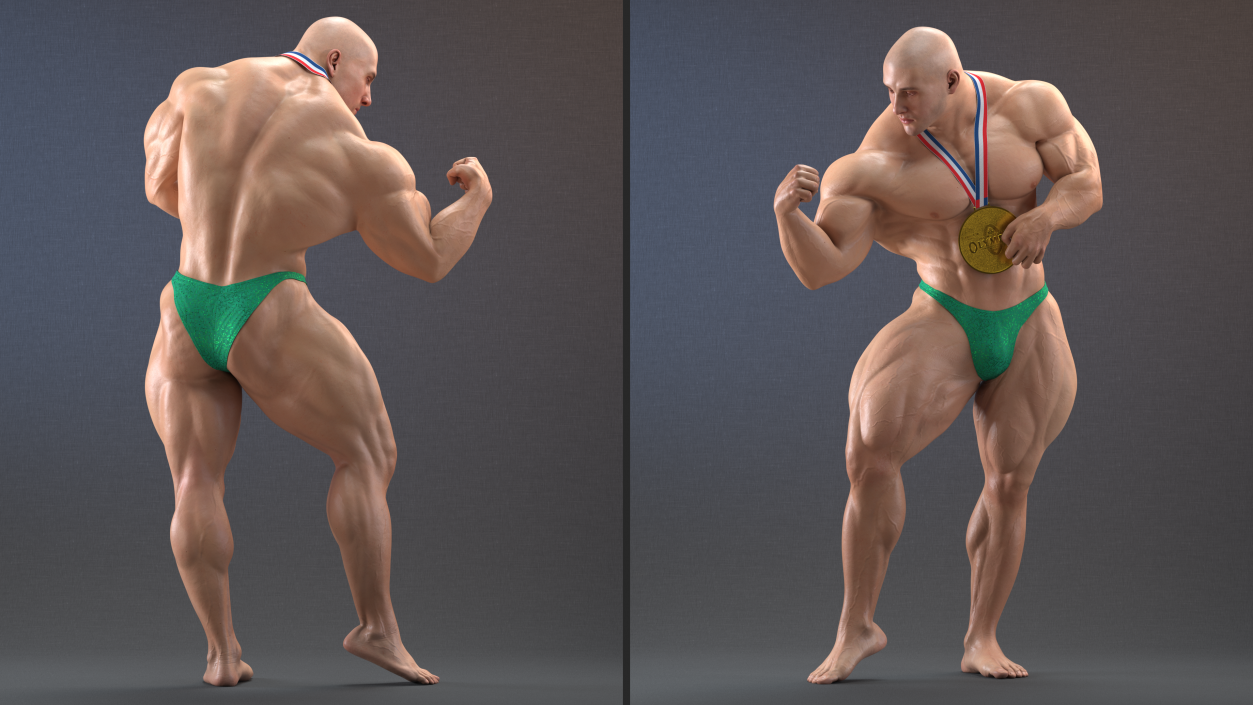 3D Bodybuilder Fitness Man Flexing Pose