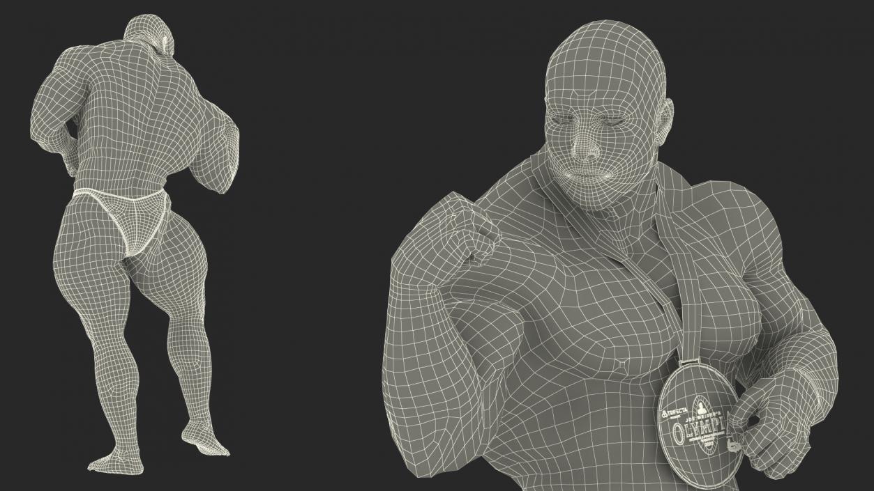 3D Bodybuilder Fitness Man Flexing Pose