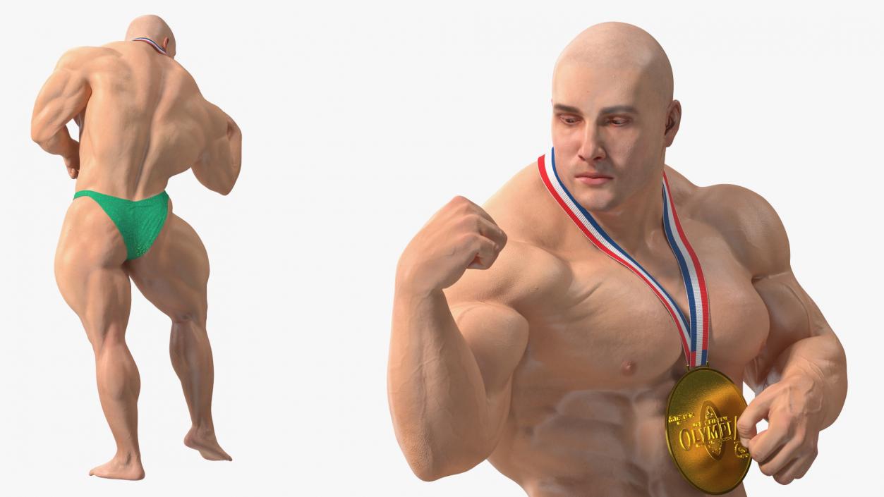 3D Bodybuilder Fitness Man Flexing Pose