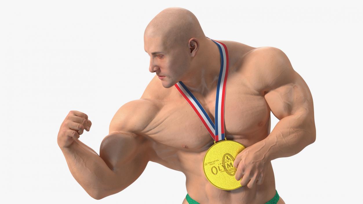 3D Bodybuilder Fitness Man Flexing Pose