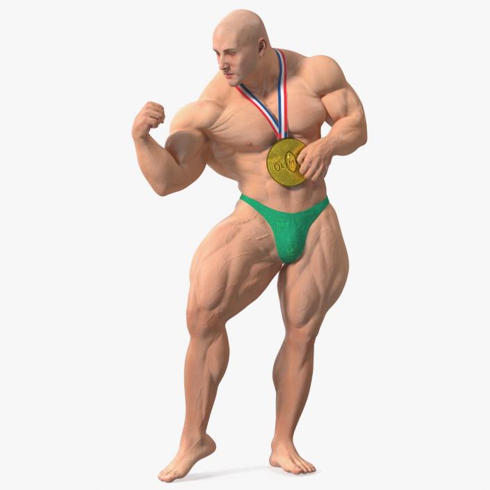 3D Bodybuilder Fitness Man Flexing Pose