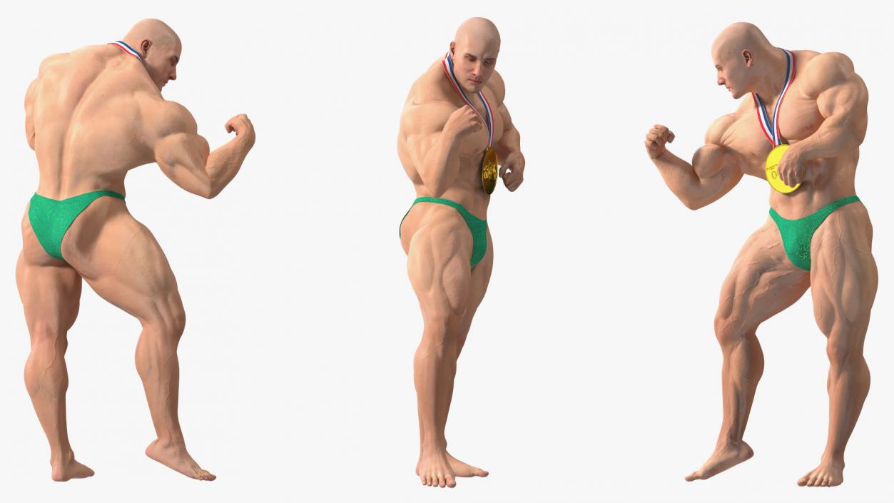 3D Bodybuilder Fitness Man Flexing Pose