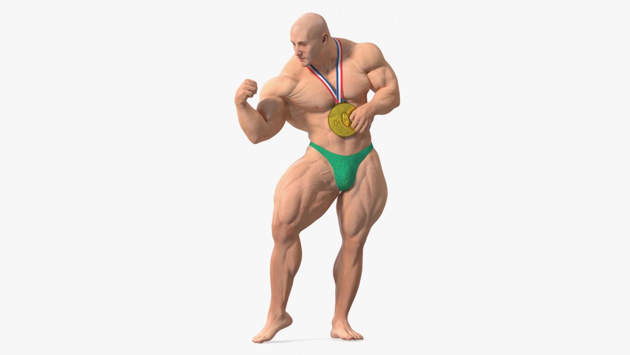 3D Bodybuilder Fitness Man Flexing Pose