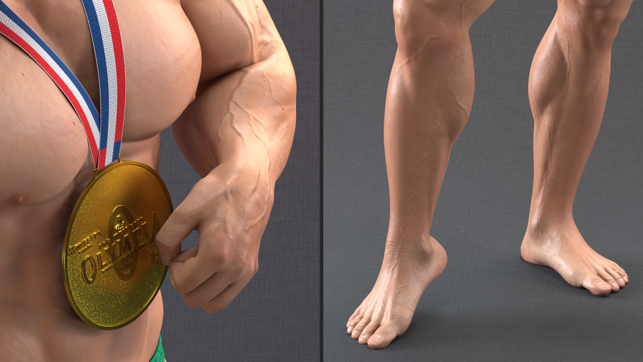 3D Bodybuilder Fitness Man Flexing Pose