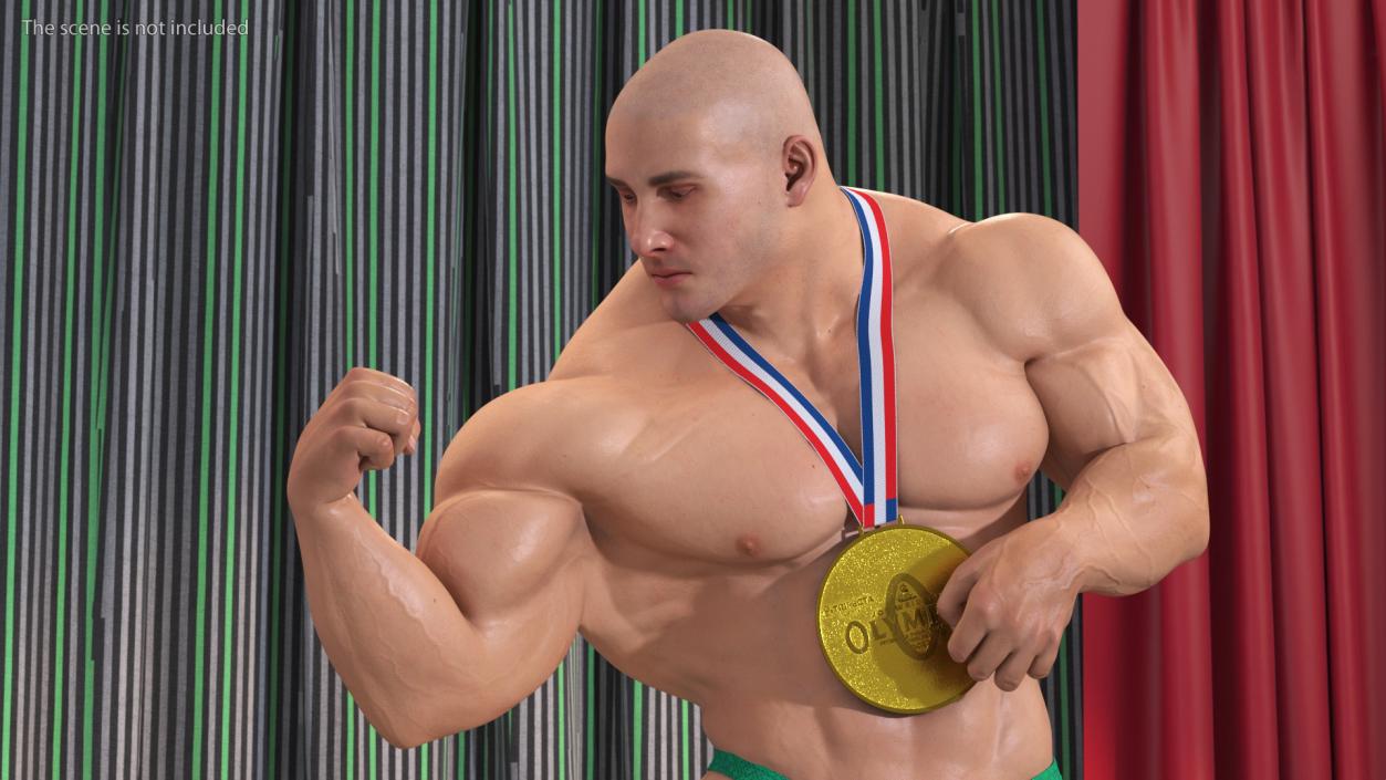 3D Bodybuilder Fitness Man Flexing Pose