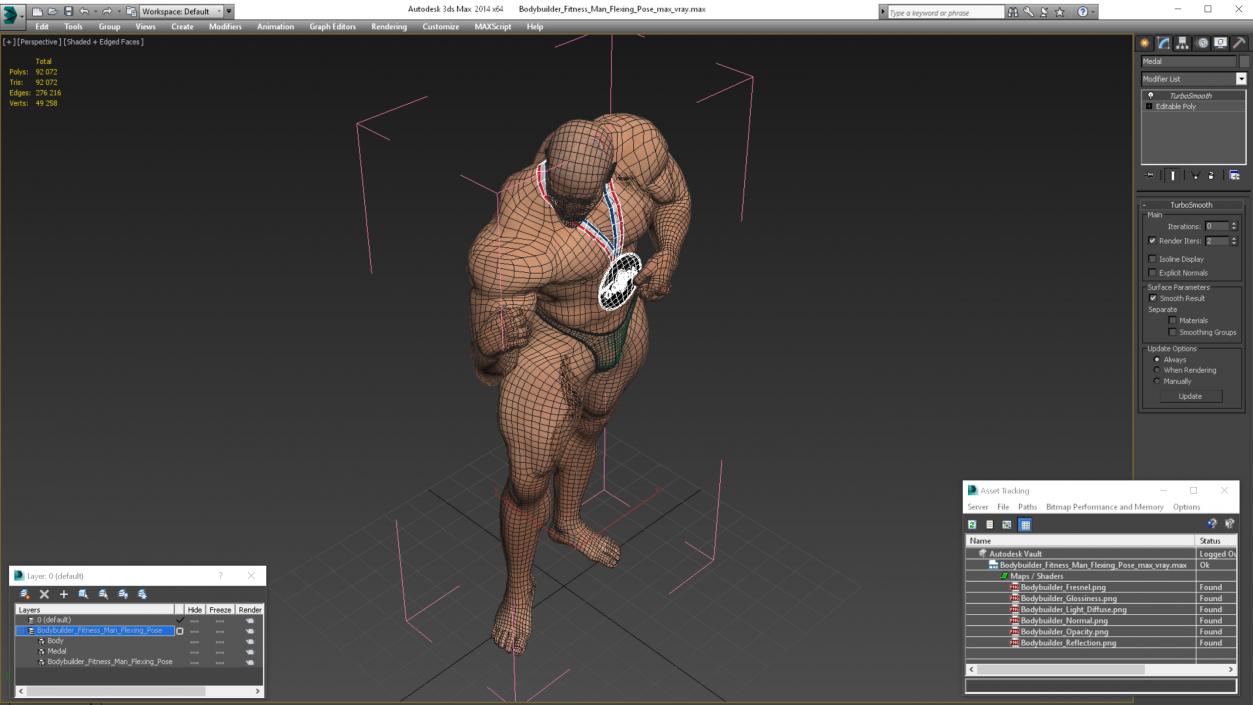 3D Bodybuilder Fitness Man Flexing Pose