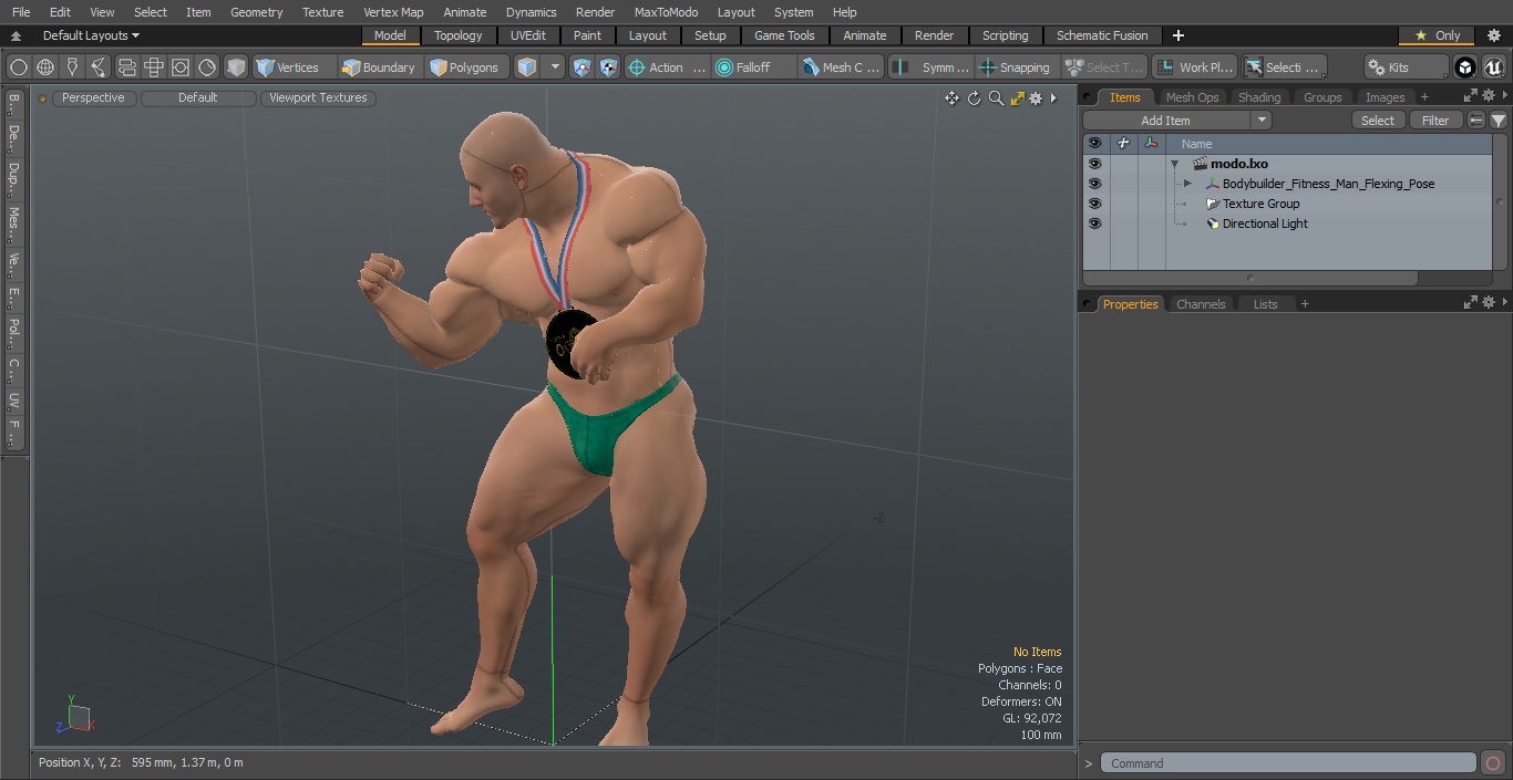 3D Bodybuilder Fitness Man Flexing Pose