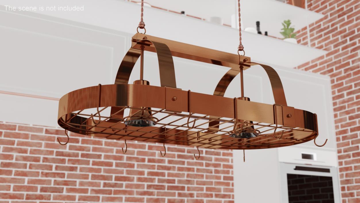 Ceiling Pot Rack Organizer with Hooks Copper 3D model