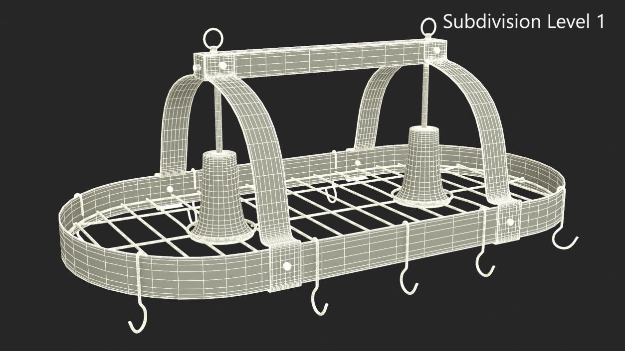 Ceiling Pot Rack Organizer with Hooks Copper 3D model